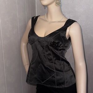 Just Cavalli Black Satin Double Strap Corset Top blouse 42 8